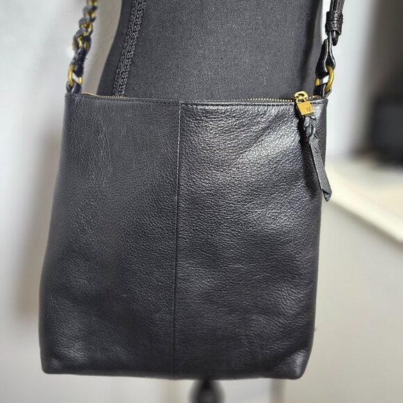 Elliott Lucca Gwen Black Leather Crossbody Bag with Gold-Tone Hardware - Picture 4 of 8